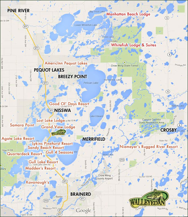 Lake Area Lodging Map